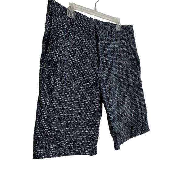 Perry Ellis Men's Size 34 Navy White Stretch Patterned Flat Front Shorts - Picture 5 of 6